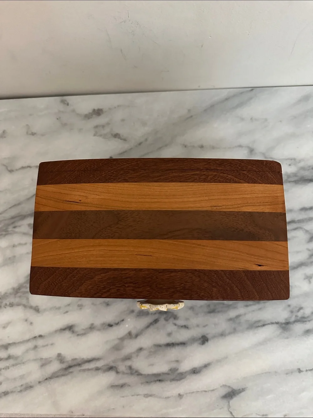 Hand made bandsaw Wooden Jewelry Box with Yellow Flower Knob